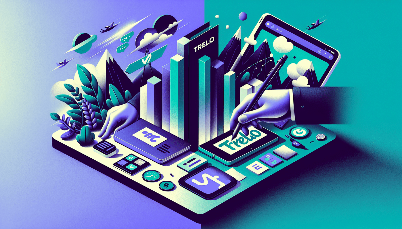 Ilustracao profissional: "Canva ou Trello: Qual Aumenta Mais Sua Produtividade?"