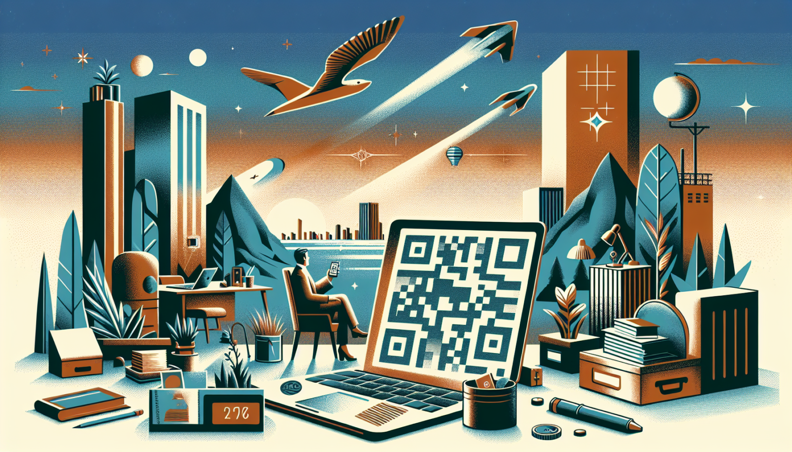 Ilustracao profissional: "QR Codes Estao Mortos. Veja Como Inovar com Eles em 2026"