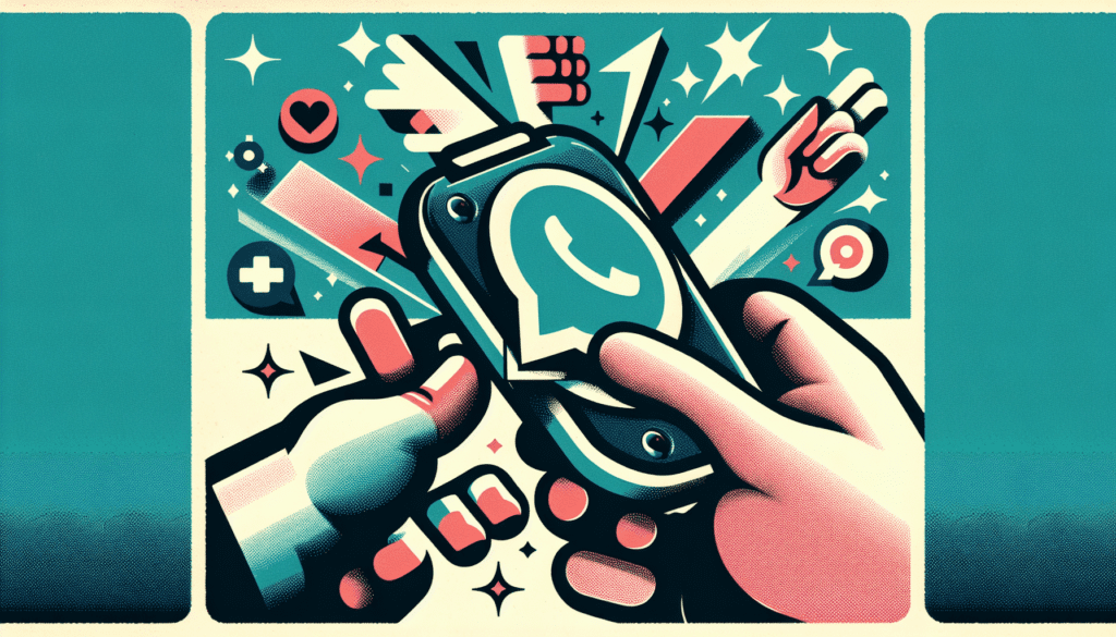 Ilustracao profissional: "WhatsApp em Android vs iOS: Transferencia de Conversas Facilitada?"