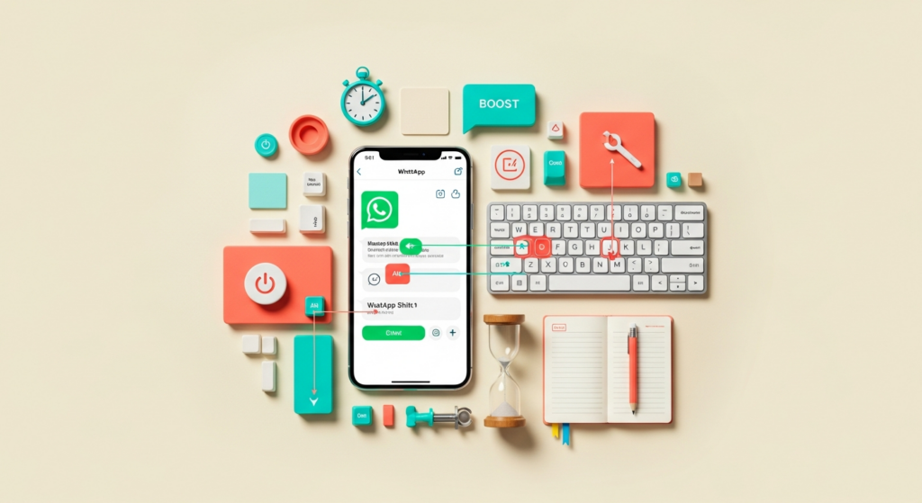Ilustracao profissional: Atalhos de Teclado no WhatsApp: Melhore Sua Produtividade Agora